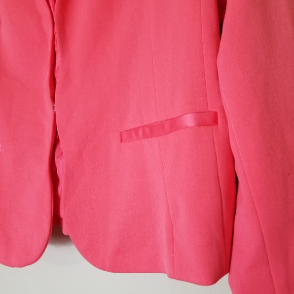 ELLE coral pink scallop trim hook closure long sleeve blazer jacket 12 - Picture 3 of 7